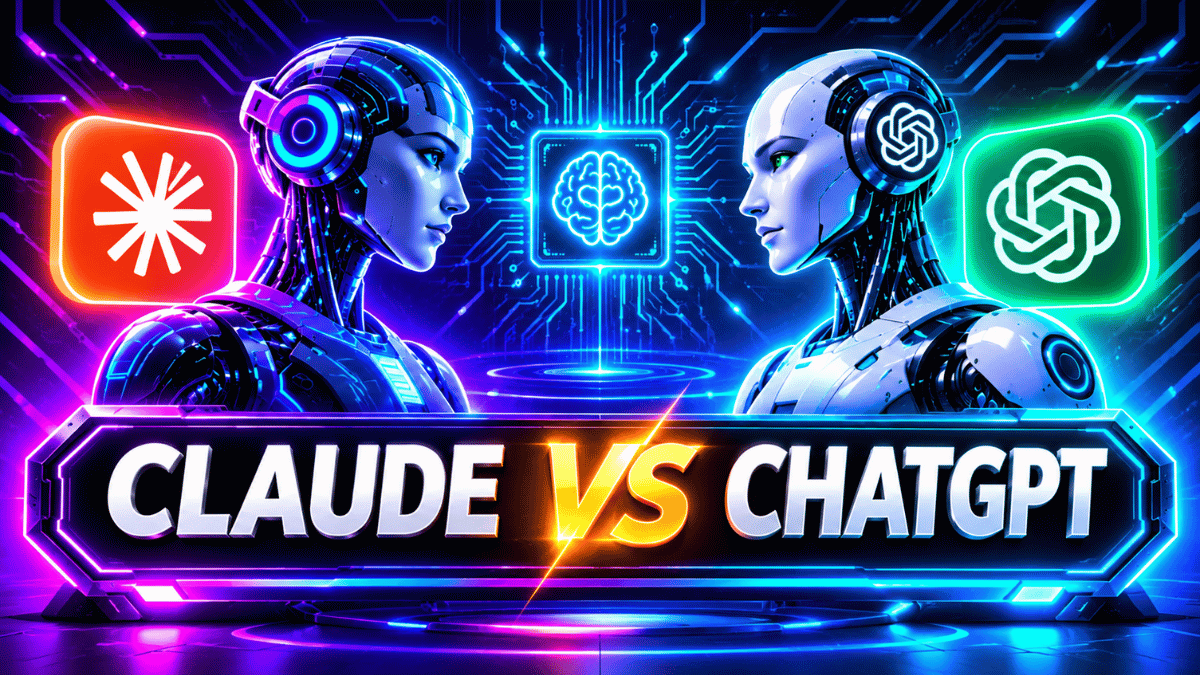 ChatGPT vs Claude AI tools comparison featuring AI robots